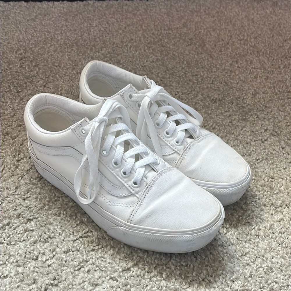 Vans Women's All-White Lace-Up Sneakers